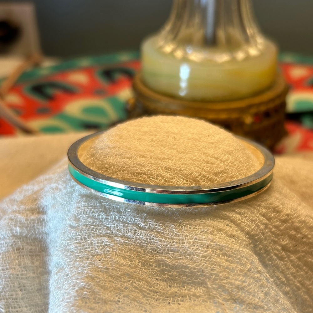 Elegant Silver and Green Bangle